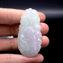 Load image into Gallery viewer, 10% OFF- Certified Natural Icy Jadeite Emerald A Jade Handcarved Tablet Lucky Dragon Pendant A9317