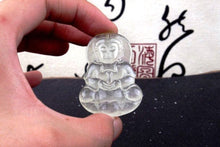 Load image into Gallery viewer, 10% OFF- Certified Natural Icy Jadeite Emerald A Jade Handcarved Tablet Guanyin Pendant A2097