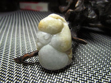 Load image into Gallery viewer, 10% OFF- Certified Natural Yellow Gray Jadeite Emerald A Jade Handcarved Lucky Gourd Pendant A1940