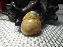 Load image into Gallery viewer, 10% OFF- Certified Natural Yellow Gray Jadeite Emerald A Jade Handcarved Lucky Peach Bat Pendant A1940