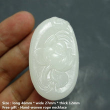 Load image into Gallery viewer, 10% OFF- Certified Natural White Emerald A Jade Handcarved Lucky Lotus Flower Pendant A1940