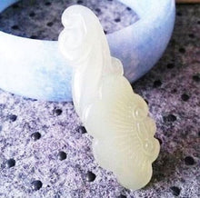 Load image into Gallery viewer, 10% OFF- Certified Natural White Emerald A Jade Handcarved Lucky Ruyi Pendant A1940