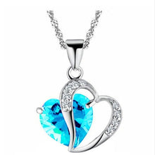 Load image into Gallery viewer, 10% OFF- Women Heart Pink, Water Blue, Purple Gem Rhinestone Pendant-Silver Necklace A2019