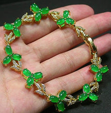 Load image into Gallery viewer, 10% OFF- 6.8in Certified Natural Jadeite Emerald A Jade Carved Cabochon Bead Flower Bracelet EB3274484