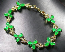 Load image into Gallery viewer, 10% OFF- 6.8in Certified Natural Jadeite Emerald A Jade Carved Cabochon Bead Flower Bracelet EB3274484