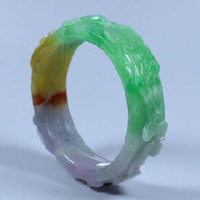 Load image into Gallery viewer, 10% OFF- 55/56/57mm Certified Natural 3 Color Jadeite Emerald A*Jade HandCarved Bangle AA0736