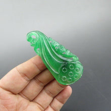 Load image into Gallery viewer, 10% OFF- Certified Natural Icy Green Jadeite Emerald A Jade HandCarved Phoenix Flower Pendant A216