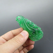 Load image into Gallery viewer, 10% OFF- Certified Natural Icy Green Jadeite Emerald A Jade HandCarved Phoenix Flower Pendant A216