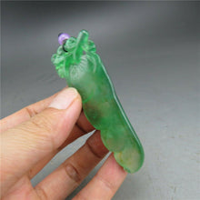 Load image into Gallery viewer, 10% OFF- Certified Natural Icy Green Jadeite Emerald A Jade HandCarved Peach Flower Pendant A54