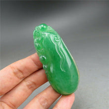 Load image into Gallery viewer, 10% OFF- Certified Natural Icy Green Jadeite Emerald A Jade HandCarved Monkey Melon Pendant A52