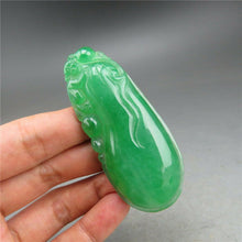 Load image into Gallery viewer, 10% OFF- Certified Natural Icy Green Jadeite Emerald A Jade HandCarved Monkey Melon Pendant A52
