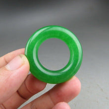 Load image into Gallery viewer, 10% OFF- Certified Natural Icy Green Jadeite Emerald A Jade HandCarved Yuhuan Safety Pendant A13