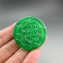 Load image into Gallery viewer, 10% OFF- Certified Natural Icy Green Jadeite Emerald A Jade HandCarved Beautiful Phoenix Pendant A3