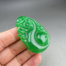 Load image into Gallery viewer, 10% OFF- Certified Natural Icy Green Jadeite Emerald A Jade HandCarved Dragon Pendant A11