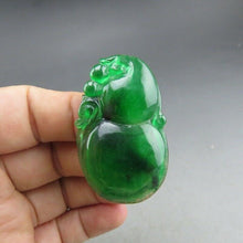 Load image into Gallery viewer, 10% OFF- Certified Natural Icy Green Jadeite Emerald A Jade HandCarved Gourd Pendant A83