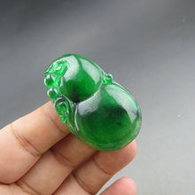 Load image into Gallery viewer, 10% OFF- Certified Natural Icy Green Jadeite Emerald A Jade HandCarved Gourd Pendant A83
