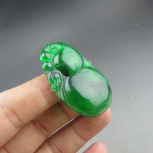 Load image into Gallery viewer, 10% OFF- Certified Natural Icy Green Jadeite Emerald A Jade HandCarved Gourd Pendant A83