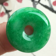 Load image into Gallery viewer, 10% OFF- Certified Natural Icy Green Jadeite Emerald A Jade HandCarved Donut Safty Pendant A106
