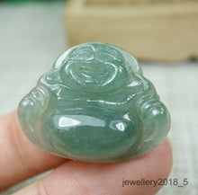 Load image into Gallery viewer, 10% OFF- Certified Natural Icy Jadeite Emerald A*Jade HandCarved Tablet Buddha 佛 Pendant A2962
