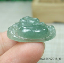 Load image into Gallery viewer, 10% OFF- Certified Natural Icy Jadeite Emerald A*Jade HandCarved Tablet Buddha 佛 Pendant A2962