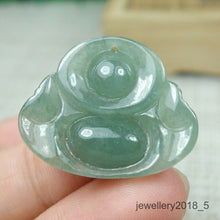 Load image into Gallery viewer, 10% OFF- Certified Natural Icy Jadeite Emerald A*Jade HandCarved Tablet Buddha 佛 Pendant A2962