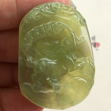 Load image into Gallery viewer, 10% OFF- Certified Natural Icy Jadeite Emerald A Jade HandCarved Fortune Rabbit Lucky Pendant 兔子 F1177