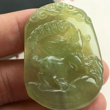 Load image into Gallery viewer, 10% OFF- Certified Natural Icy Jadeite Emerald A Jade HandCarved Fortune Rabbit Lucky Pendant 兔子 F1177