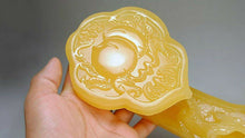 Load image into Gallery viewer, 6.7in/170mm H- Chinese Genuine Natural Yellow Jade HandCarved Ruyi Statue