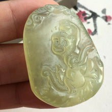 Load image into Gallery viewer, 10% OFF- Certified Natural Jadeite Emerald A Jade Ruyi Monkey Pendant K1067