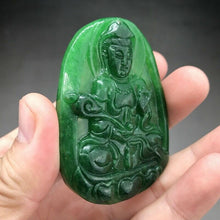 Load image into Gallery viewer, 10% OFF- Certified Natural Jadeite Emerald A Jade Ruyi Guanyin Pendant A1040