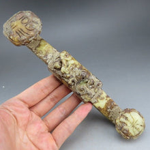 Load image into Gallery viewer, 6.62in/188mm H- Antique Chinese Genuine Natural Light Green Jade HandCarved Ruyi Statue