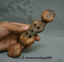 Load image into Gallery viewer, 7.2in/182.88mm H- Antique Chinese Dynasty Genuine Natural Red Jade HandCarved Bat Beast Wealth Lucky Ruyi Statue