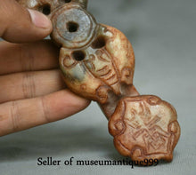 Load image into Gallery viewer, 7.2in/182.88mm H- Antique Chinese Dynasty Genuine Natural Red Jade HandCarved Bat Beast Wealth Lucky Ruyi Statue