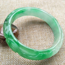 Load image into Gallery viewer, 10% OFF- 56/57/58mm Certified Natural Jadeite Emerald A Jade Handcarved Dragon Bangle K138