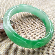 Load image into Gallery viewer, 10% OFF- 56/57/58mm Certified Natural Jadeite Emerald A Jade Handcarved Dragon Bangle K138