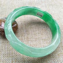 Load image into Gallery viewer, 10% OFF- 56/57/58mm Certified Natural Jadeite Emerald A Jade Handcarved Dragon Bangle K138