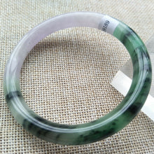 Load image into Gallery viewer, 10% OFF- 57/58/59mm Certified Natural Zebra Jadeite Emerald A Jade Handcarved Round Bangle S9189