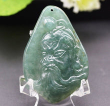 Load image into Gallery viewer, 10% OFF- Certified Natural Oily Green Jadeite Emerald A Jade Handcarved Translucent Duke Guan Pendant GS8978