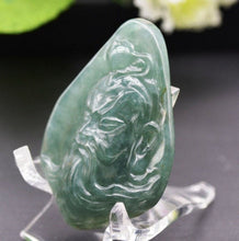 Load image into Gallery viewer, 10% OFF- Certified Natural Oily Green Jadeite Emerald A Jade Handcarved Translucent Duke Guan Pendant GS8978