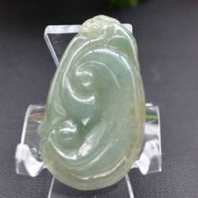 Load image into Gallery viewer, 10% OFF- Certified Natural Icy Jadeite Emerald A Jade Tablet Translucent Ruyi Pendant A0990