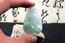 Load image into Gallery viewer, 10% OFF- Certified Natural Icy Jadeite Emerald A Jade Handcarved Tablet Dragon Ruyi Pendant A2083