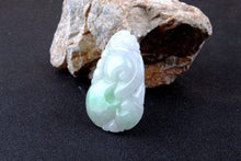 Load image into Gallery viewer, 10% OFF- Certified Natural Icy Jadeite Emerald A Jade Handcarved Tablet Dragon Ruyi Pendant A2083