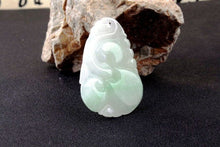 Load image into Gallery viewer, 10% OFF- Certified Natural Icy Jadeite Emerald A Jade Handcarved Tablet Dragon Ruyi Pendant A2083