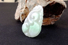 Load image into Gallery viewer, 10% OFF- Certified Natural Icy Jadeite Emerald A Jade Handcarved Tablet Dragon Ruyi Pendant A2083