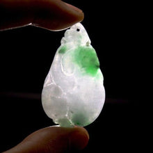 Load image into Gallery viewer, 10% OFF- Certified Natural Icy Jadeite Emerald A Jade Handcarved Tablet Dragon Ruyi Pendant A9367