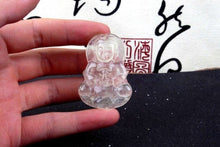 Load image into Gallery viewer, 10% OFF- Certified Natural Icy Jadeite Emerald A Jade Handcarved Tablet Guanyin Pendant A2097