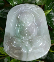 Load image into Gallery viewer, 10% OFF- Certified Natural Icy Jadeite Emerald A Jade Handcarved Tablet Guanyin Pendant GS9704