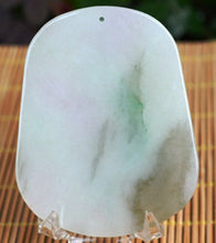 Load image into Gallery viewer, 10% OFF- Certified Natural Icy Jadeite Emerald A Jade Handcarved Tablet Guanyin Pendant GS9704