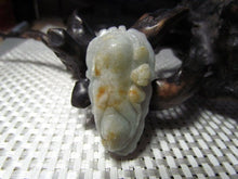 Load image into Gallery viewer, 10% OFF- Certified Natural Yellow Gray Jadeite Emerald A Jade Handcarved Lucky Corn Bat Pendant A1940