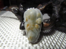 Load image into Gallery viewer, 10% OFF- Certified Natural Yellow Gray Jadeite Emerald A Jade Handcarved Lucky Corn Bat Pendant A1940